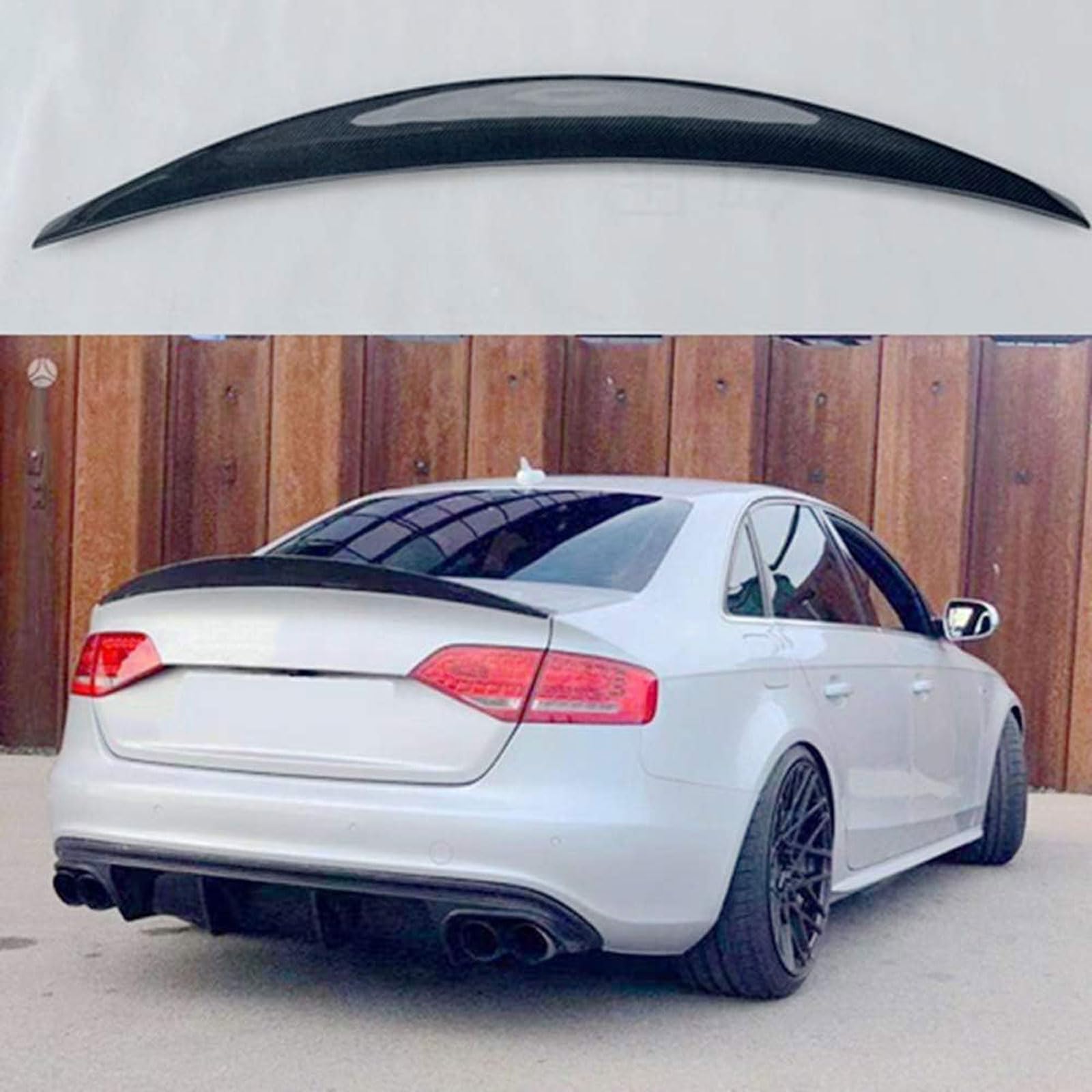 Heckspoiler Spoilerlippe für Audi A4 S4 B8 B8.5 4 türige Limousine 2009-2012, Kofferraum Spoiler Auto Heckflügel-Dekoration Spoilerflügel Spoilerlippe für Auto Änderung Zubehör von WEITOL