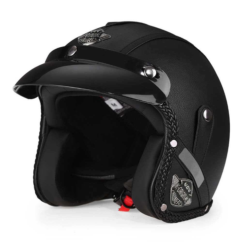 Offener Gesichtshelm Halbgesicht 3/4 Jet Retro Stil Helm, Roller Motorrad Offenes Gesicht Crash Jet Helm für Männer Frauen ECE Authentifizierung (M,Black) von WEITY