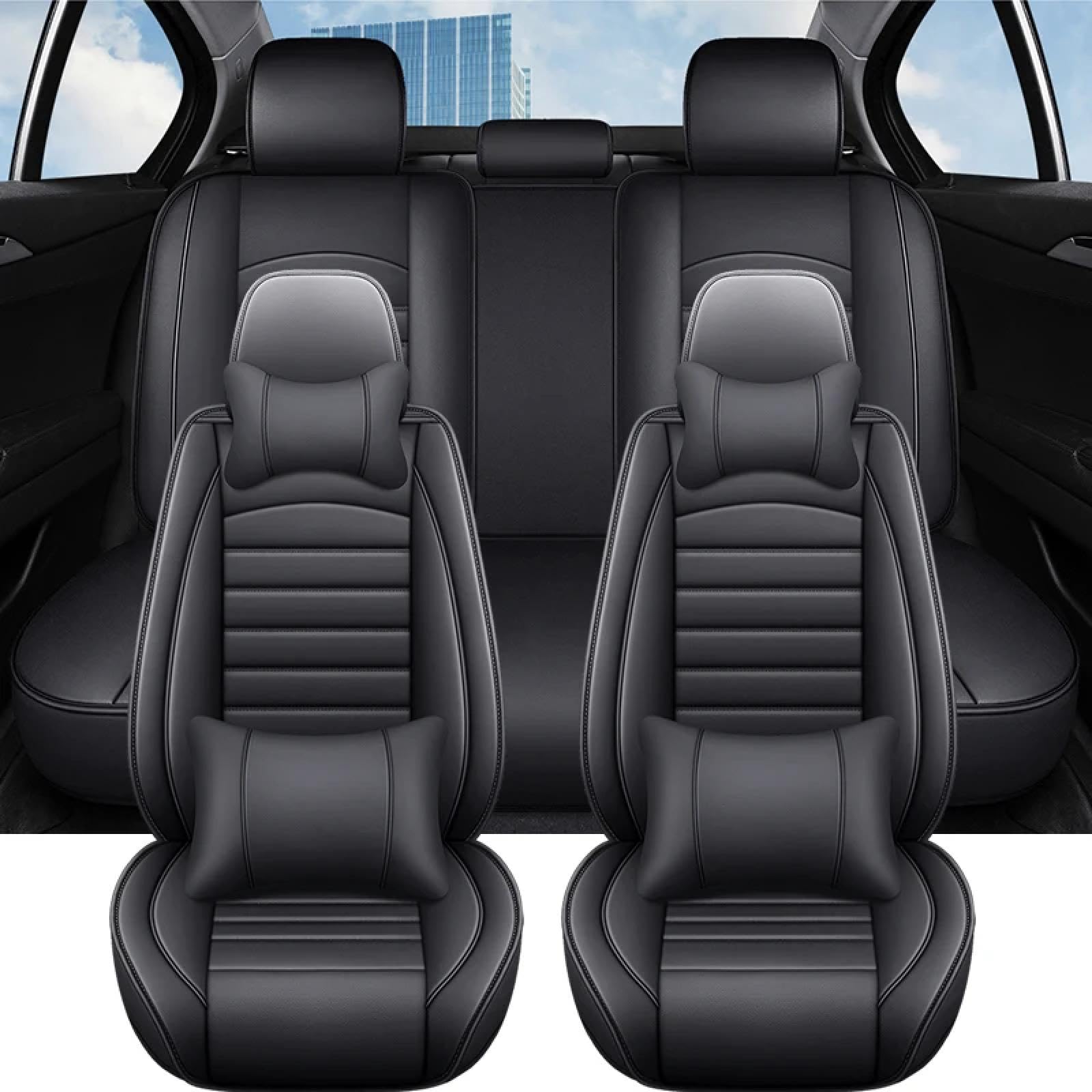 Universal Leder Autositzbezug Kissen Vollständiges Set für Passat B6 B7 Seat Arona Skoda Superb 3 Autozubehör Innenraum Damen von WEIYES