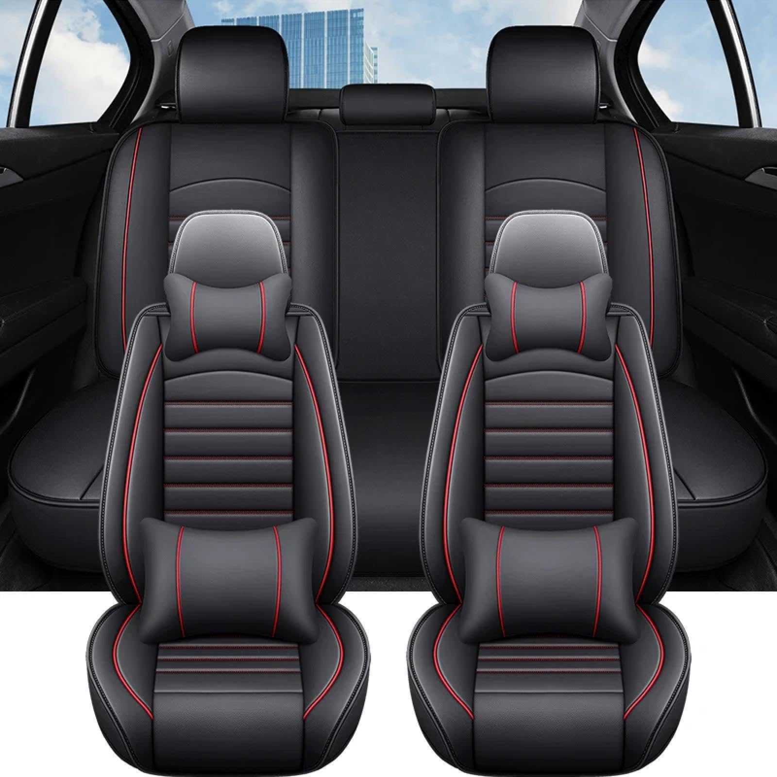 Universal Leder Autositzbezug Kissen Vollständiges Set für Passat B6 B7 Seat Arona Skoda Superb 3 Autozubehör Innenraum Damen von WEIYES