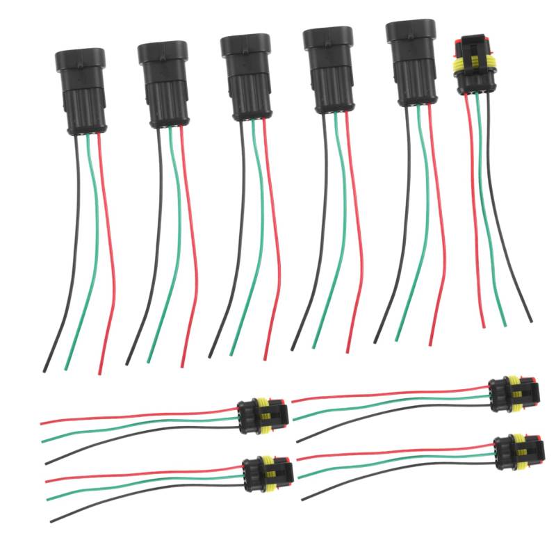 WEKADRIN 5 Paar Auto Stecker Schrumpfschlauch Stecker Ethernet Kupplung Steckerhalter Set Kabelbinder Stromstift Kabelstecker Lötstift Wasserdichte Kabelklemmen Stecker Aus von WEKADRIN