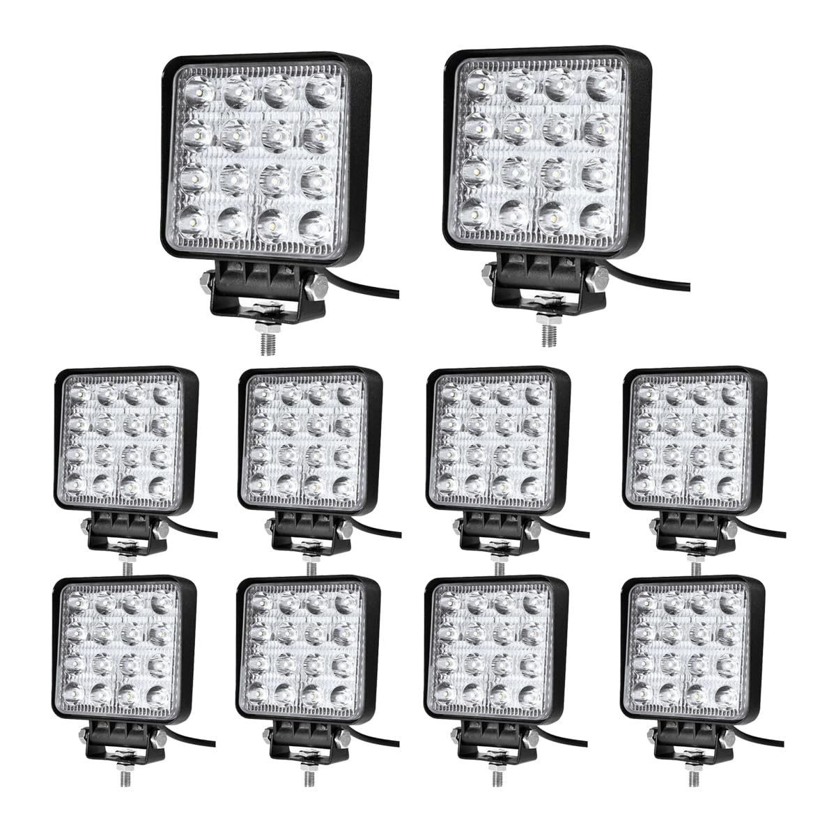 WELLIT 10 x Arbeitsscheinwerfer Led 48W Flutlicht Scheinwerfer 12V 24V Zusatzscheinwerfer Wasserdicht 6000K Strahler Rückfahrscheinwerfer Led für Traktor Truck SUV UTV ATV Platz von WELLIT