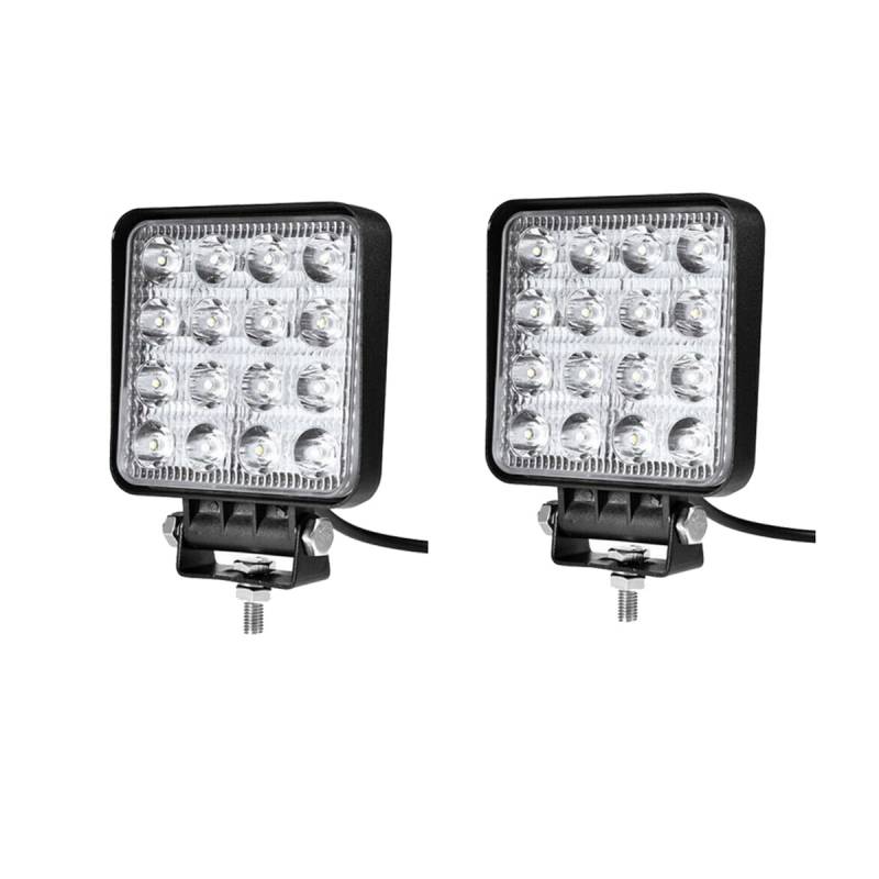 WELLIT LED Arbeitsscheinwerfer 2 X 48W Zusatzscheinwerfer 12V 24V Offroad Scheinwerfer Rückfahrscheinwerfer für Trecker KFZ Bagger (2x48w spot) von WELLIT