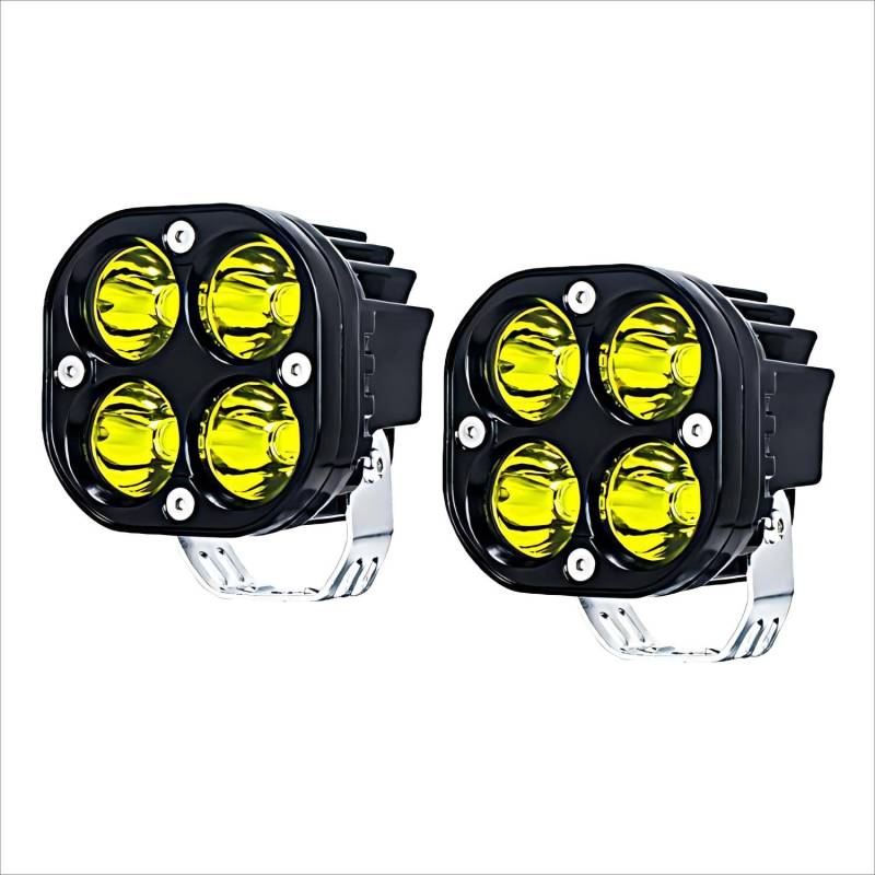 WELLIT Led Arbeitsscheinwerfer 2x40w 3 Zoll Led Scheinwerfer 12V 24V Gelb Quadrat Zusatzscheinwerfer Nebelscheinwerfer Offroad für Auto Traktor Motorrad Angellichter (2x3 Zoll 40W Gelb) von WELLIT