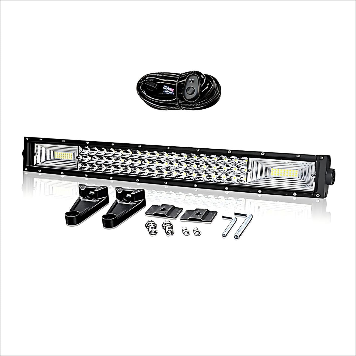 WELLIT Led Arbeitsscheinwerfer 32 Zoll 405W Led Lichtbalken Scheinwerfer Mit Kabelbaum DREI Reihen Led Zusatzscheinwerfer Light Bar für Traktor Auto 4x4 SUV (32 Zoll 405W) von WELLIT