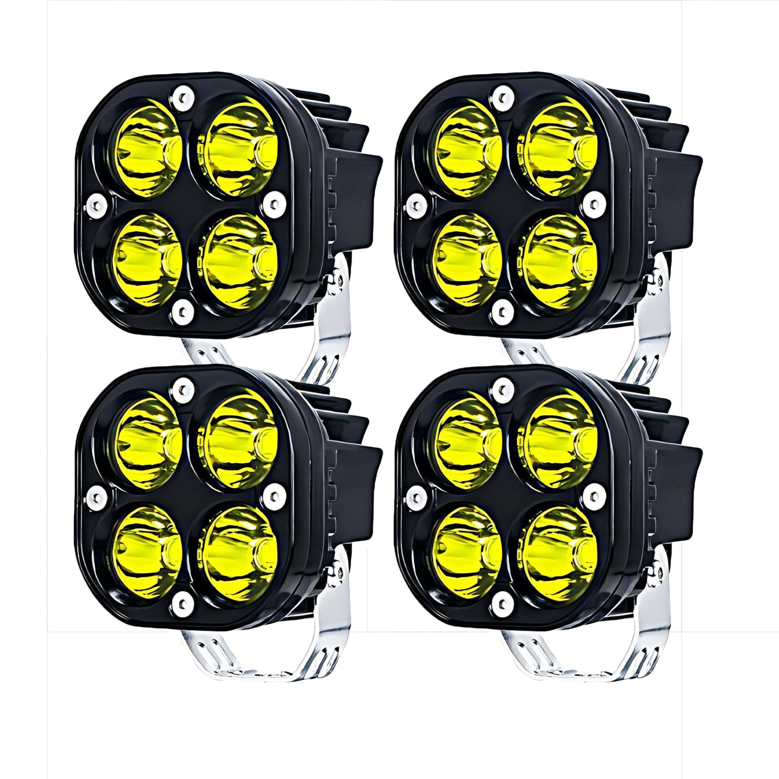 WELLIT Led Arbeitsscheinwerfer 4x40w 3 Zoll Led Scheinwerfer 12V 24V Gelb Quadrat Zusatzscheinwerfer Nebelscheinwerfer Offroad für Auto Traktor Motorrad Angellichter von WELLIT