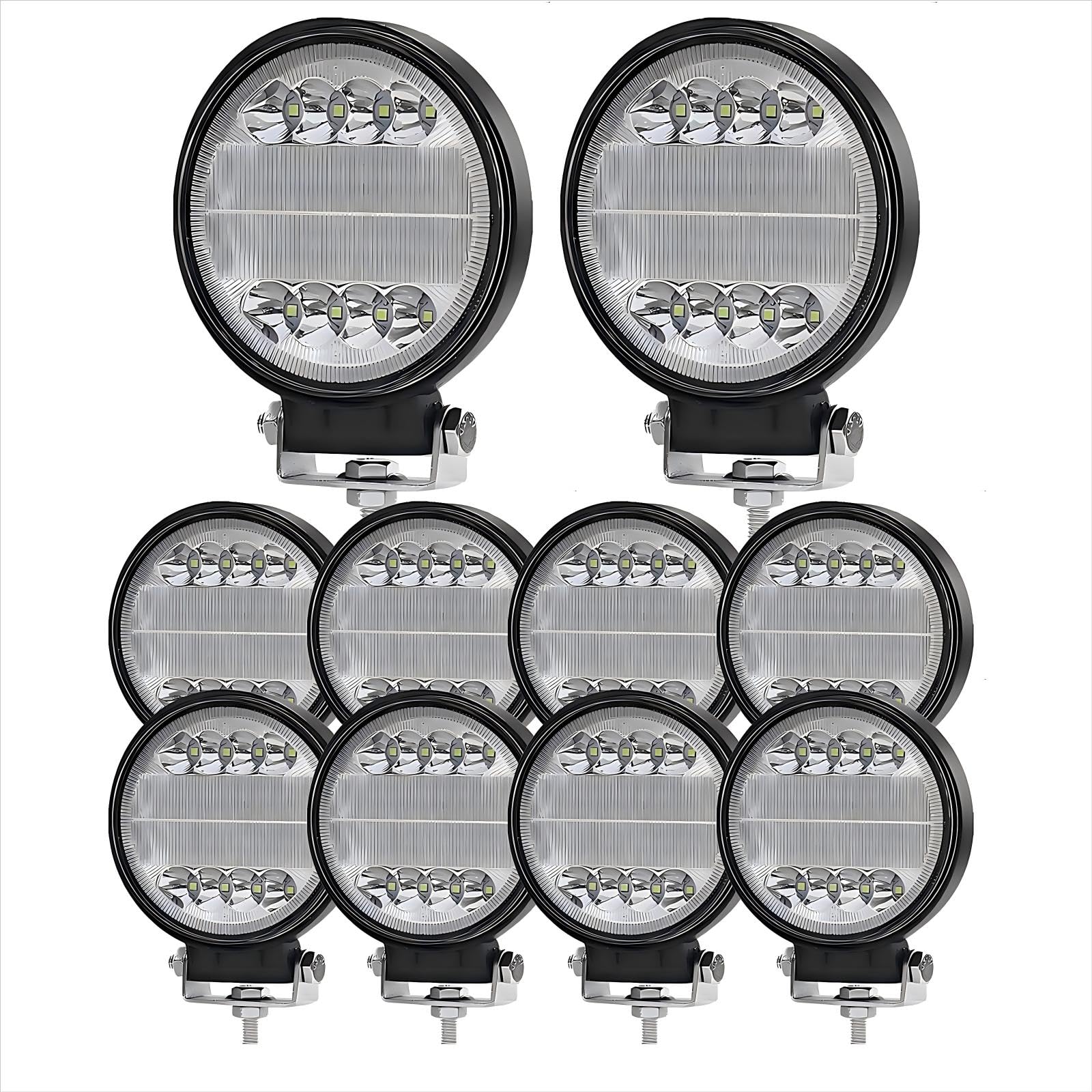 WELLIT Scheinwerfer LED Arbeitsscheinwerfer 10x72W 12v 24v,Runde LED Zusatzscheinwerfer Offroad Wasserdicht IP68 Traktor SUV Auto von WELLIT