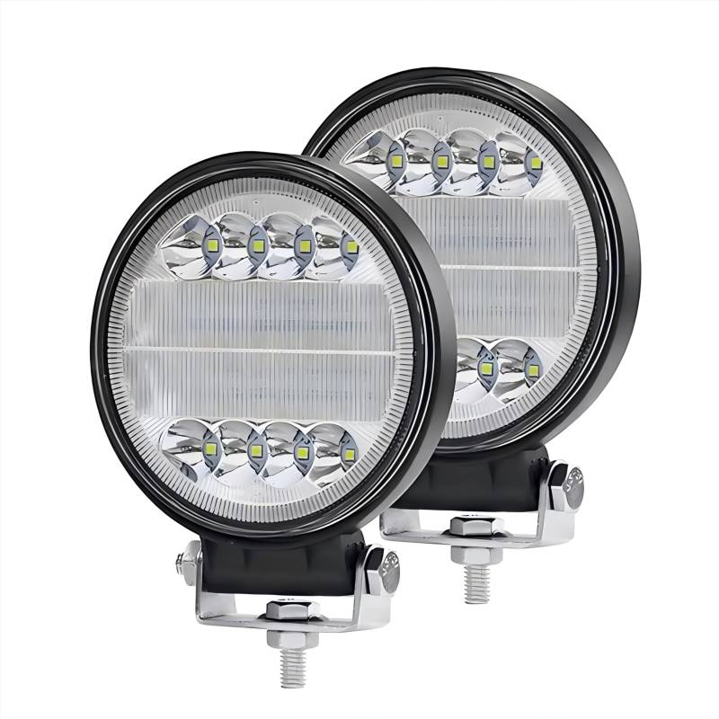 WELLIT Scheinwerfer LED Arbeitsscheinwerfer 2x72W 12v 24v,Runde LED Zusatzscheinwerfer Offroad Wasserdicht IP68 Traktor SUV Auto von WELLIT