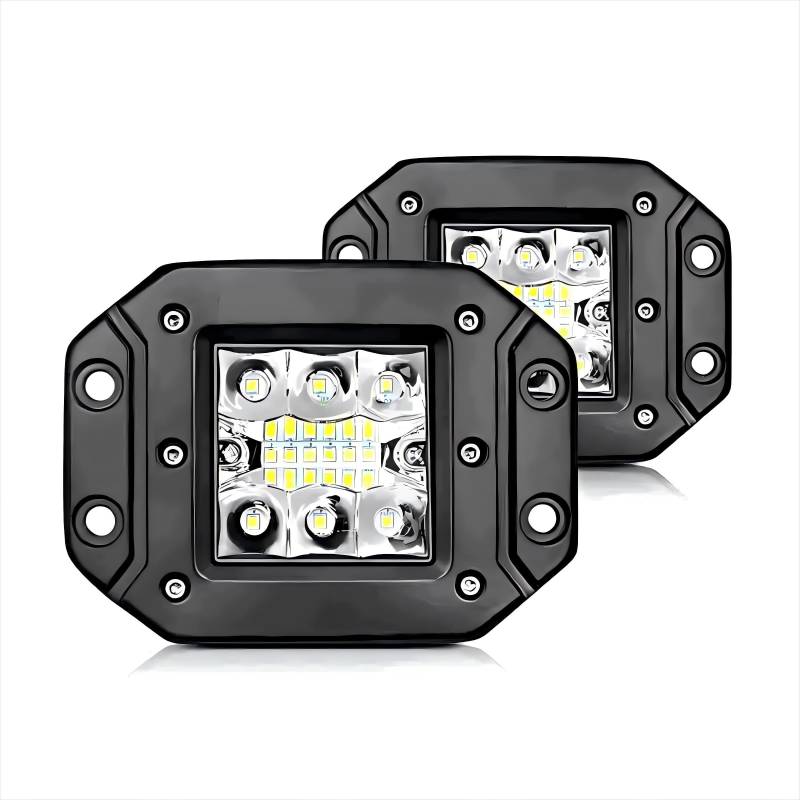 WELLIT led arbeitsscheinwerfer 12v 24v,2 x 5 Zoll Led Scheinwerfer Flush Mount Spot LED Pods Würfel Zusatzscheinwerfer Offroad Beleuchtung für Traktor Auto SUV Bager von WELLIT