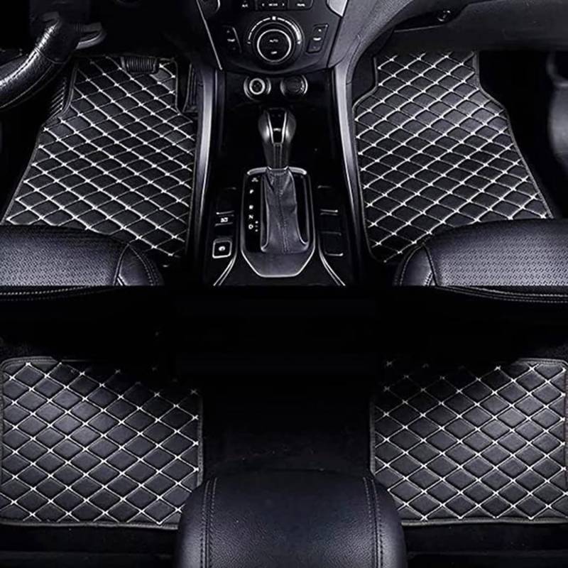 4pcs Auto Leder FußMatten für BMW 1 Series 1er Coupe E82 2007 2008 2009 2010 2011, PU-Leder Allwetter wasserdichte rutschfeste Vorne Hinten Auto Fussmatten Set,B Black White von WELSAA