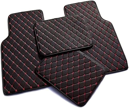 4pcs Auto FußMatten für Alfa Romeo Stelvio Quadrifoglio,PU Leder Auto Fußmatten Allwetter Wasserdicht Anti Rutsch Tragen Floor Mats Innenraum Zubehör,A-BlackRed von WELYSYSB