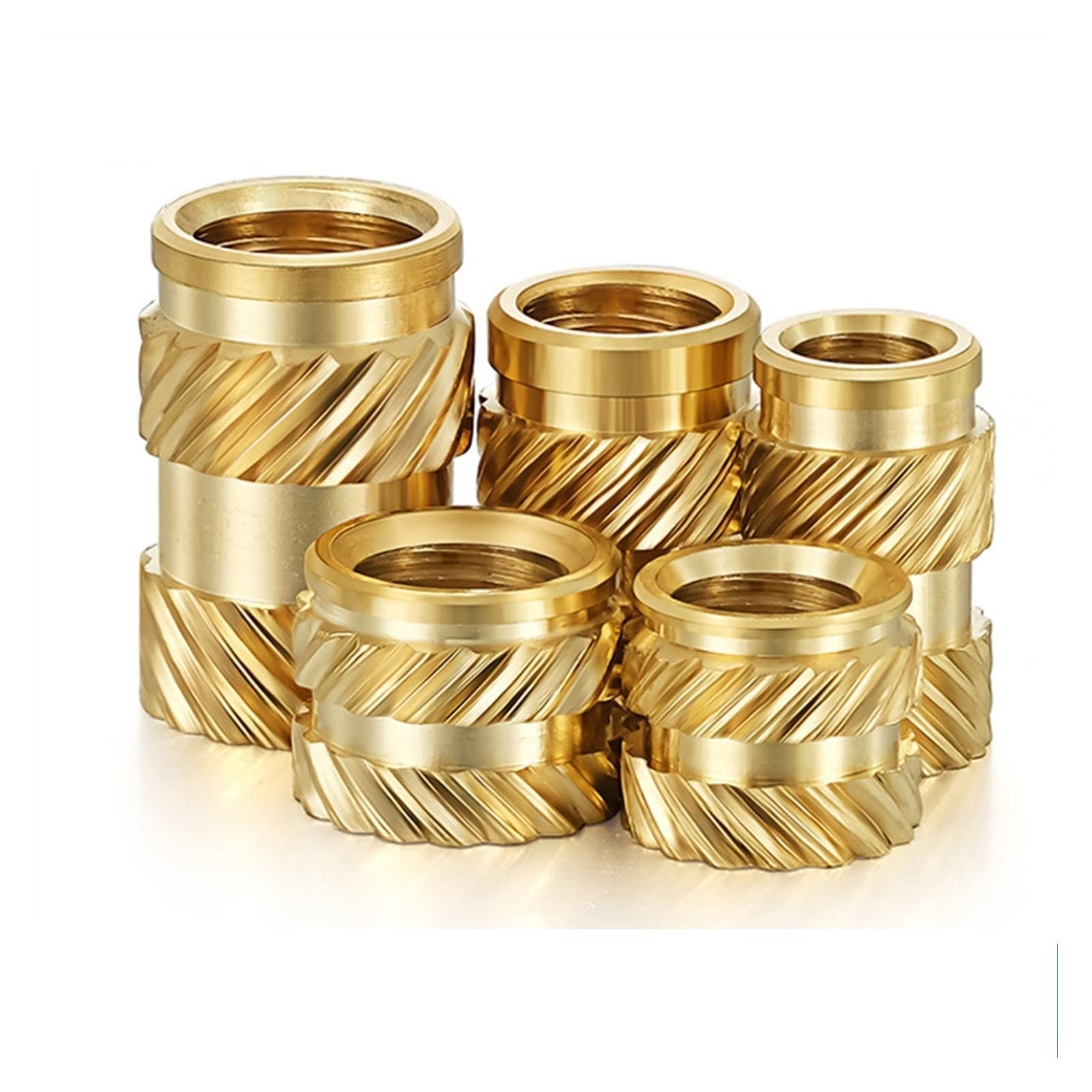 Brass Nuts Knurled Nuts,Embedment Nuts,Brass Knurled Nuts 50PCS M4 M5 M6 Brass Hot Melt Inset Nuts Thread Copper Knurled Threaded Insert Embedment Nuts (Size : M5x6x7)(M4x5x6) von WENFEN