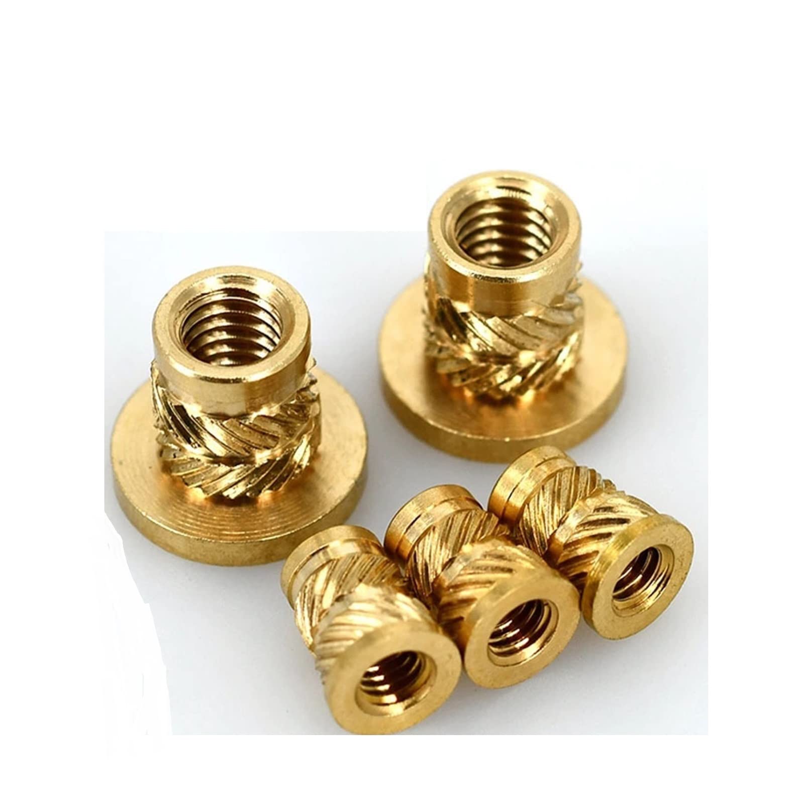 Brass Nuts Knurled Nuts,Embedment Nuts,Brass Knurled Nuts Brass Hot Melt Insert Knurled Flange Copper Nut Thread Heat Molding Injection Embedment T-type Nut M2 M2.5 M3 M3.5 M4 M5 M6 M8 (Size : M4x5.8x von WENFEN