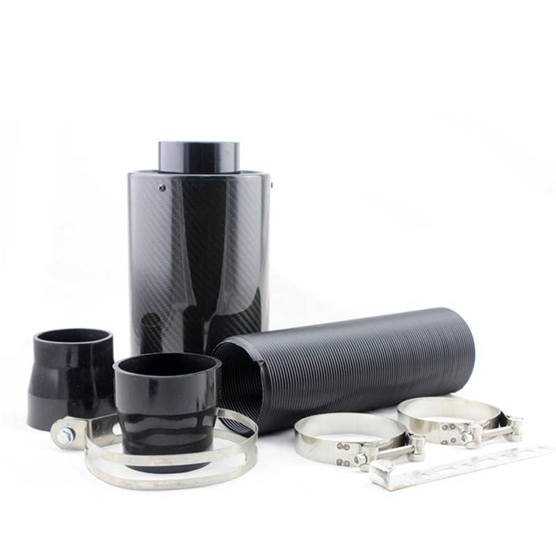 Sportluftfilter Auto Kit Kalten Lufteinlass Kit Luftfilter Kaltluftfilterset aus Carbonfaser fürs Auto 76 mm Carbon Fiber Kalten Air Filter Feed beiliegenden Ansaugrohr Kit von WENJING