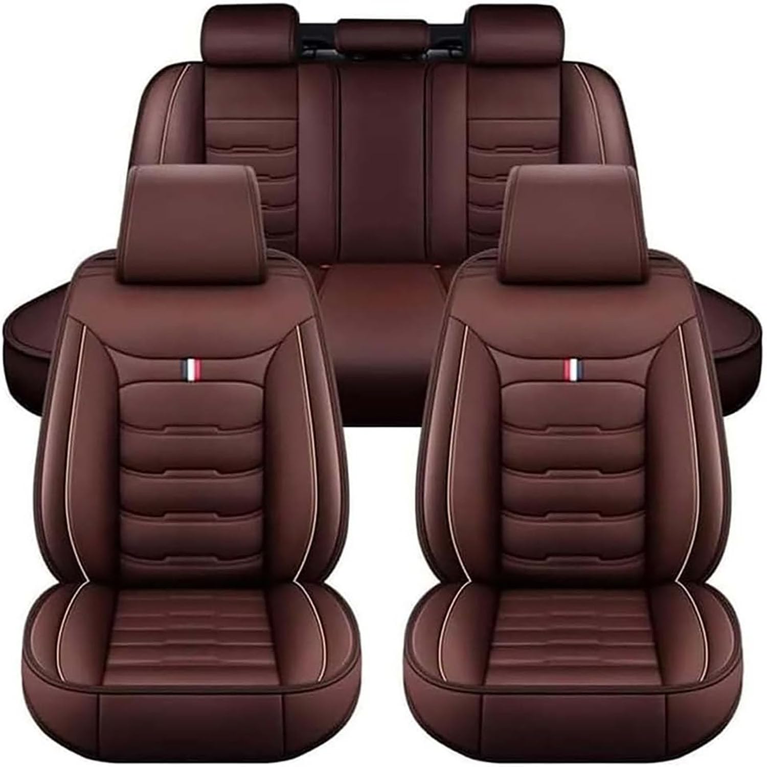 WENYINGLIHAI Auto Sitzbezüge Set für Toyota Prius 2003-2008, Leder Autositzbezüge Sets 5 Sitzer Sitzkissen Innenraum Sitzauflagen Sitzschoner Zubehör,D/Brown von WENYINGLIHAI