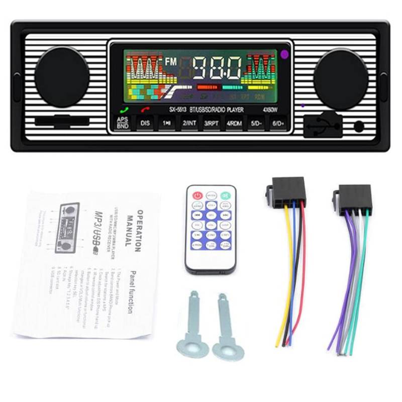 WEPARTICULAR Autoradio mit Bluetooth, Autoradio mit USB/SD/AUX-Anschluss, 4 x 45 W Car Audio FM-Radio, MP3-Multimedia-Player Digitaler MP3-Player Freisprechen mit drahtloser Fernbedienung von WEPARTICULAR