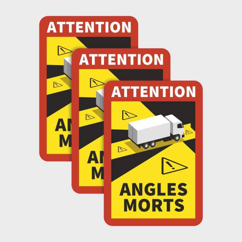 Magnetschild Toter Winkel für LKW Frankreich Angles Morts - Set 3 Stück von WERBEPUNKT.