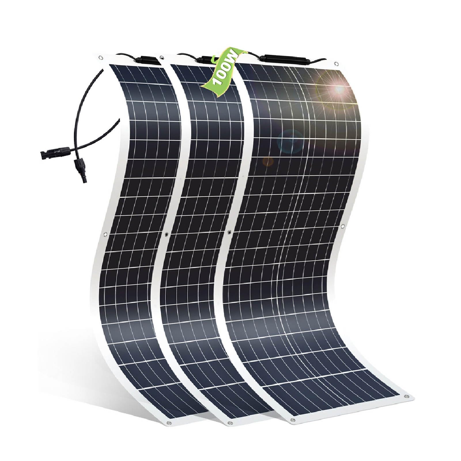 100w Solarpanel Flexibel 200w Solarmodul Monokristalline Flexible Solarpanel 11bb 23% hohe Umwandlung für 12V Batterien netzunabhängiges System/Tragbares Kraftwerk/Boot/Auto/Dach/Camping (100w*3) von WERCHTAY