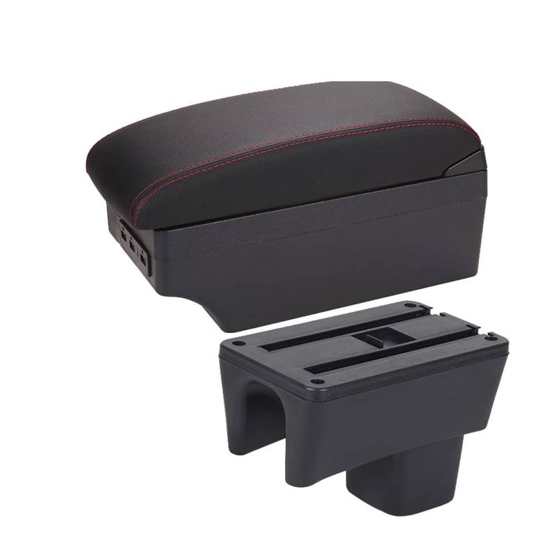 Autozubehör Innendetails Für S&UZUKI Für Swift 2005 2006 2007 2008 2009 2010 2011 Armlehnenbox(A1 Black red 7USB) von WERKFNKBNH