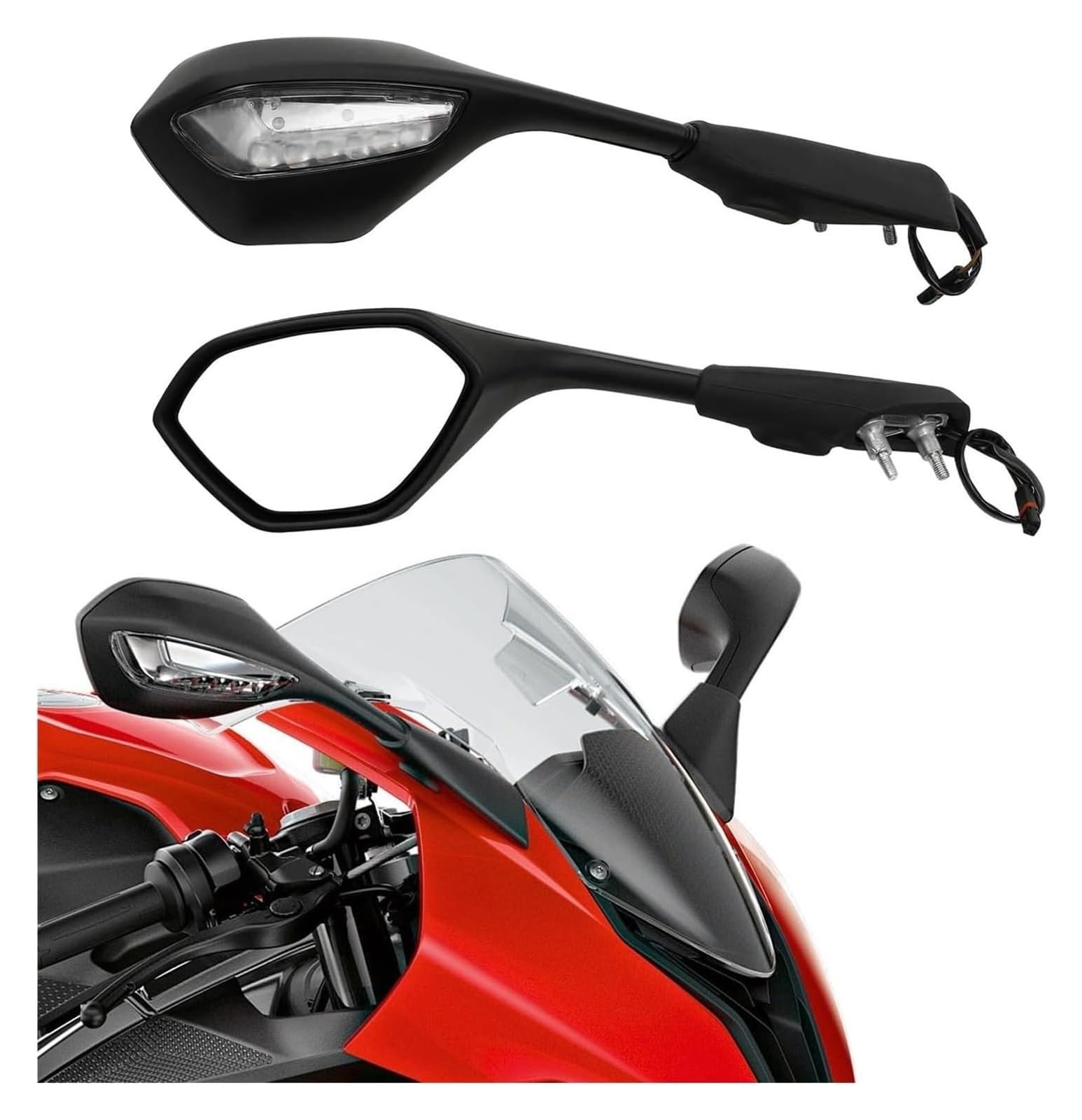 WERKFNKBNH Dekorativer Spiegel Motorräder Für BM&W S1000RR 2019-2022 Links Rechts Motorrad Rückspiegel LED Blinker Licht Motorrad Bar End Spiegel von WERKFNKBNH