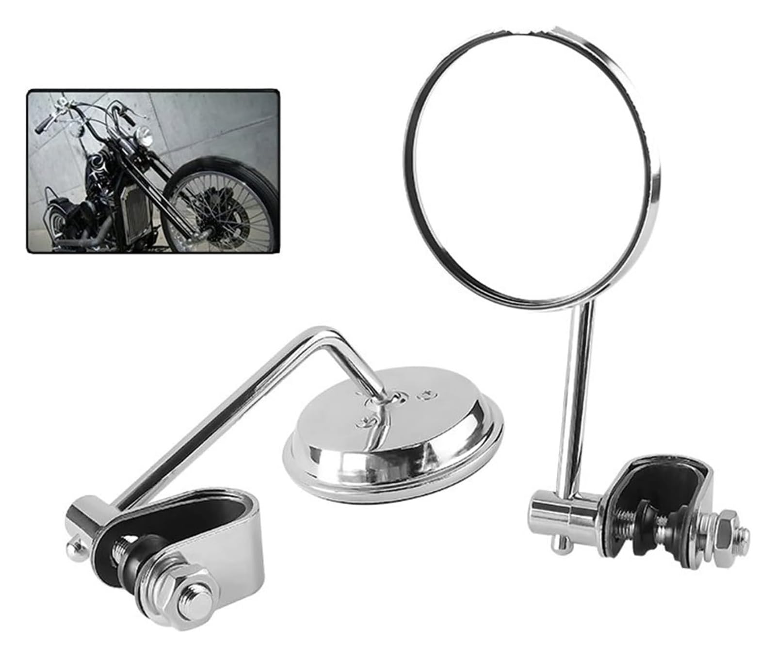 Dekorativer Spiegel Motorräder Motorrad Lenker Rückspiegel Rund Konvex 22 25mm Spiegel Metall Retro Bremssattel Clip-on Spiegel von WERKFNKBNH