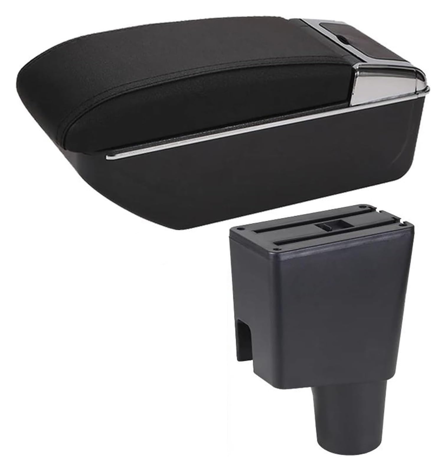 Für Corsa 2020 Armlehne Box Erhöhen Doppel Schicht Zentrale Shop Inhalt Aschenbecher Zubehör Center Arm Rest Konsole Armlehnenbox(B Black Line No Usb) von WERKFNKBNH