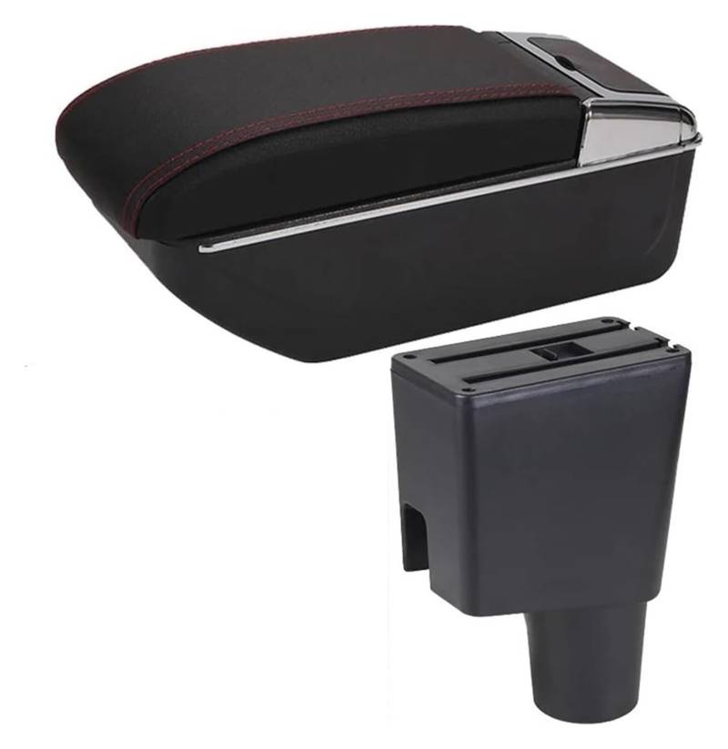 Für Corsa 2020 Armlehne Box Erhöhen Doppel Schicht Zentrale Shop Inhalt Aschenbecher Zubehör Center Arm Rest Konsole Armlehnenbox(B Red Line No Usb) von WERKFNKBNH