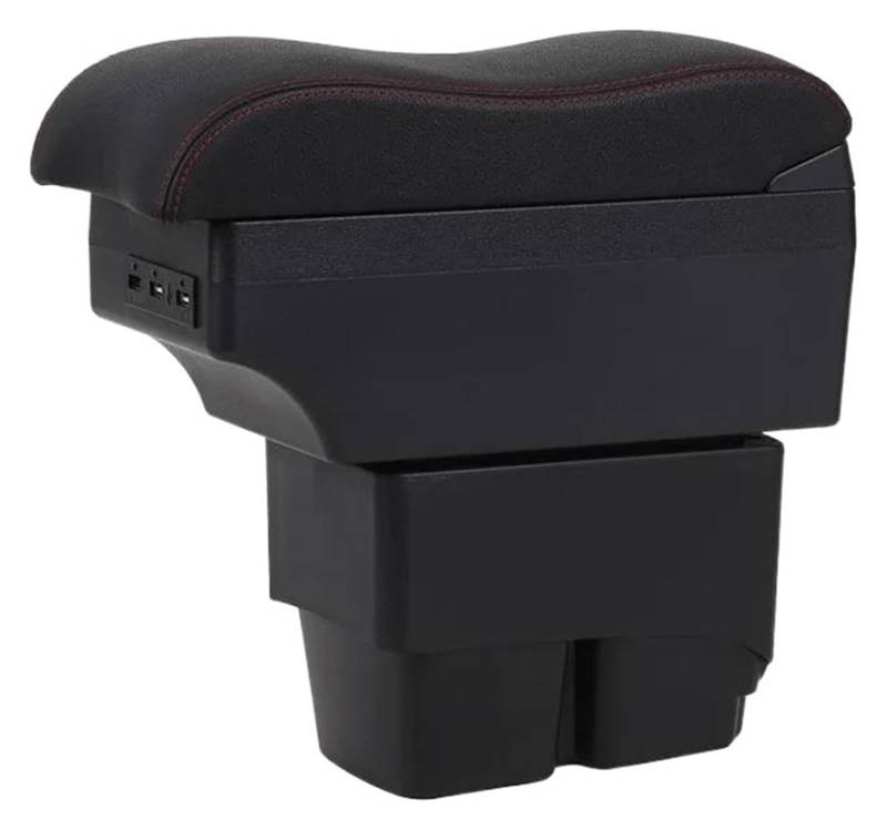 Für Kia Für RIO 4 2016-2021 Armlehne Auto Armlehne Box Retrofit Teile Center Arm Rest Konsole Armlehnenbox(A3-black red 7 usb) von WERKFNKBNH