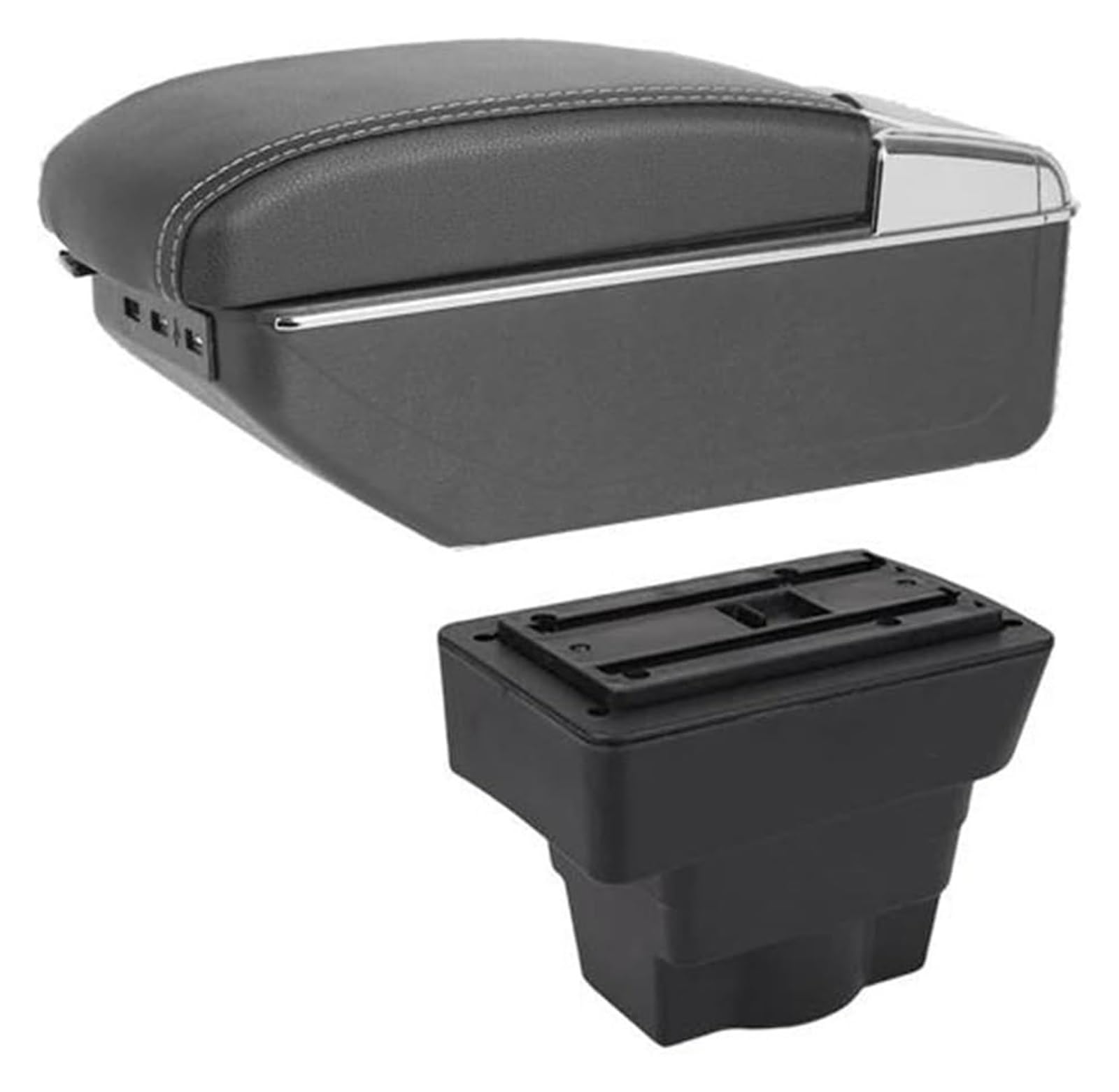 Für Sandero Für Stepway Armlehne Box Center Auto Lagerung Box Auto Innen Retrofit Teile Center Arm Rest Konsole Armlehnenbox(A-black white line) von WERKFNKBNH