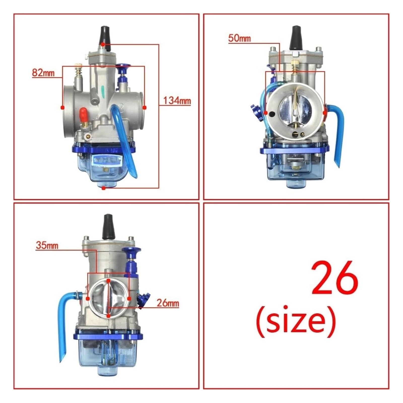 Vergasermotor Für PWK 21 24 26 28 30 32 34mm Motorrad Vergaser 2T 4T Blau Transparente Abdeckung Schüssel Vergaser Vergaser(26) von WERKFNKBNH