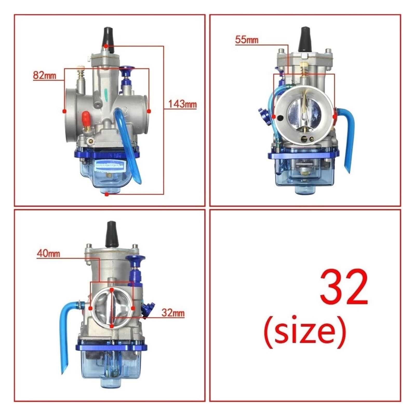 Vergasermotor Für PWK 21 24 26 28 30 32 34mm Motorrad Vergaser 2T 4T Blau Transparente Abdeckung Schüssel Vergaser Vergaser(28) von WERKFNKBNH