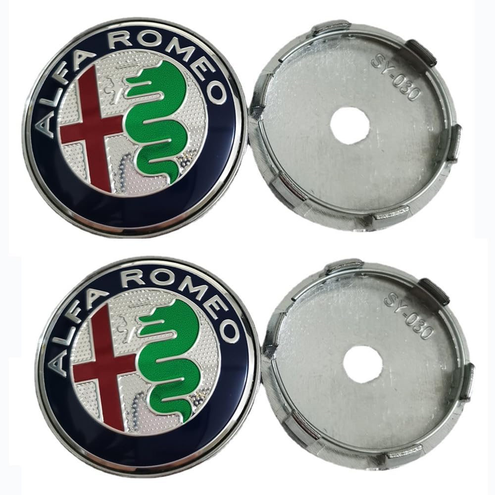 4 Stück Auto-Radnabenkappe, für Alfa Romeo GT 2003-2010 60mm Staubdicht Verdickten Hitzebeständiger Radnaben Mitteldeckel Ersatz Auto Zubehör,A von WERTYUV