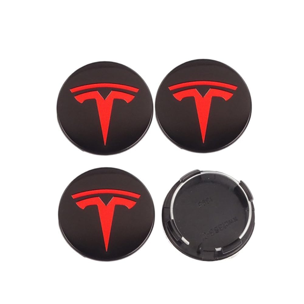 4 Stück Auto-Radnabenkappe, für Tesla Model X 2019-2023 56mm Staubdicht Verdickten Hitzebeständiger Radnaben Mitteldeckel Ersatz Auto Zubehör,B von WERTYUV