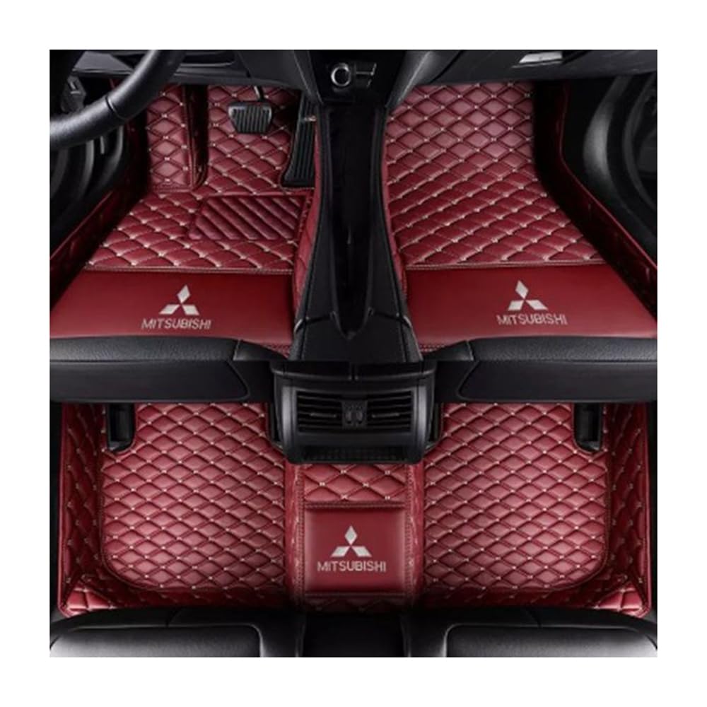Anpassen Auto Fußmatten, für Mitsubishi FORTIS 2013-2016 Passgenau Allwetter Leder wasserdichte rutschfeste Auto Fussmatten wiederverwendbar,C-Red von WERTYUV