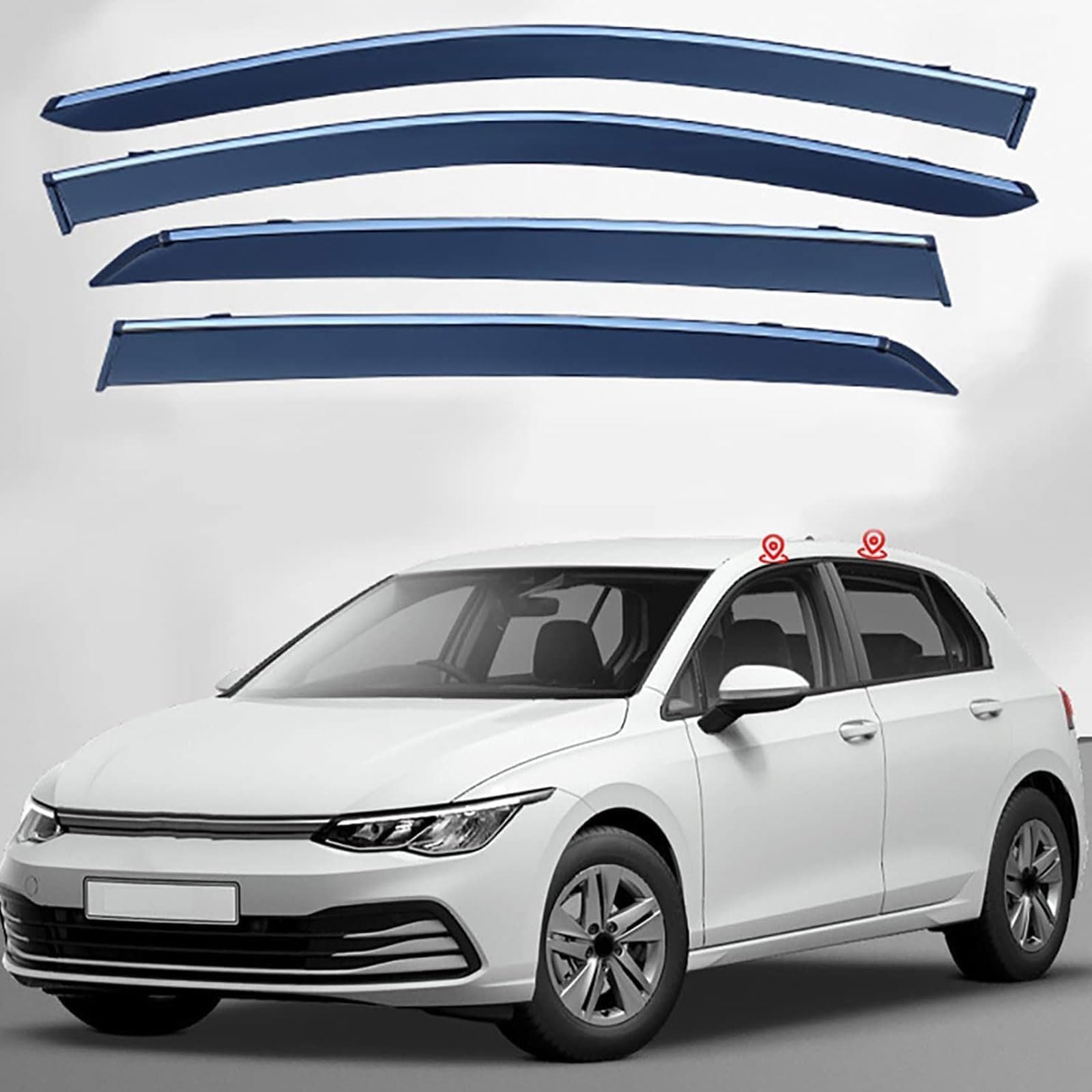 4 Stück Auto Regenschutz Deflektoren Für VW Golf 8 MK8 2020 2021 2022 2023, Autofenster Windabweiser Autofenstervisiere Regenschutz, Auto Fenster ZubehöR von WETCL