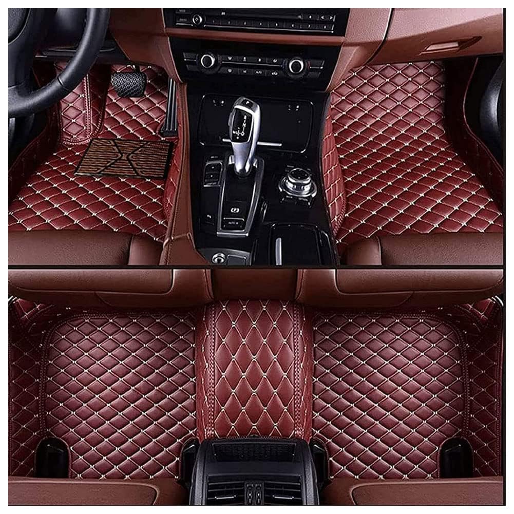 Fußmatten Auto Auto Bodenmatte Anpassen, für Acura RDX 2019-2020, PU-Leder wasserdichte rutschfeste Auto Fussmatten Set,Wine-red von WETCL