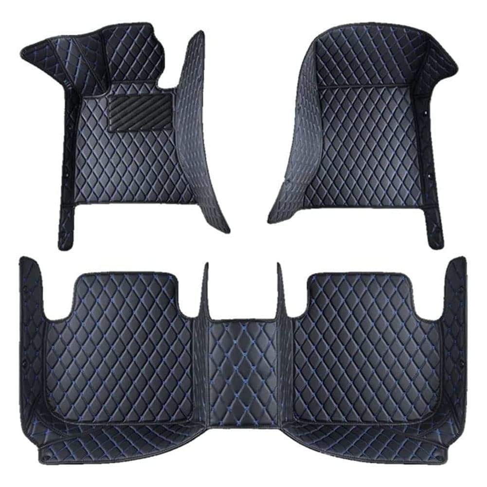 Fußmatten Auto Auto Bodenmatte Anpassen, für BMW 2 Series Gran Tourer 216d F46/218d F46 2015-2023 2024, PU-Leder wasserdichte rutschfeste Auto Fussmatten Set,Black-Blue von WETCL