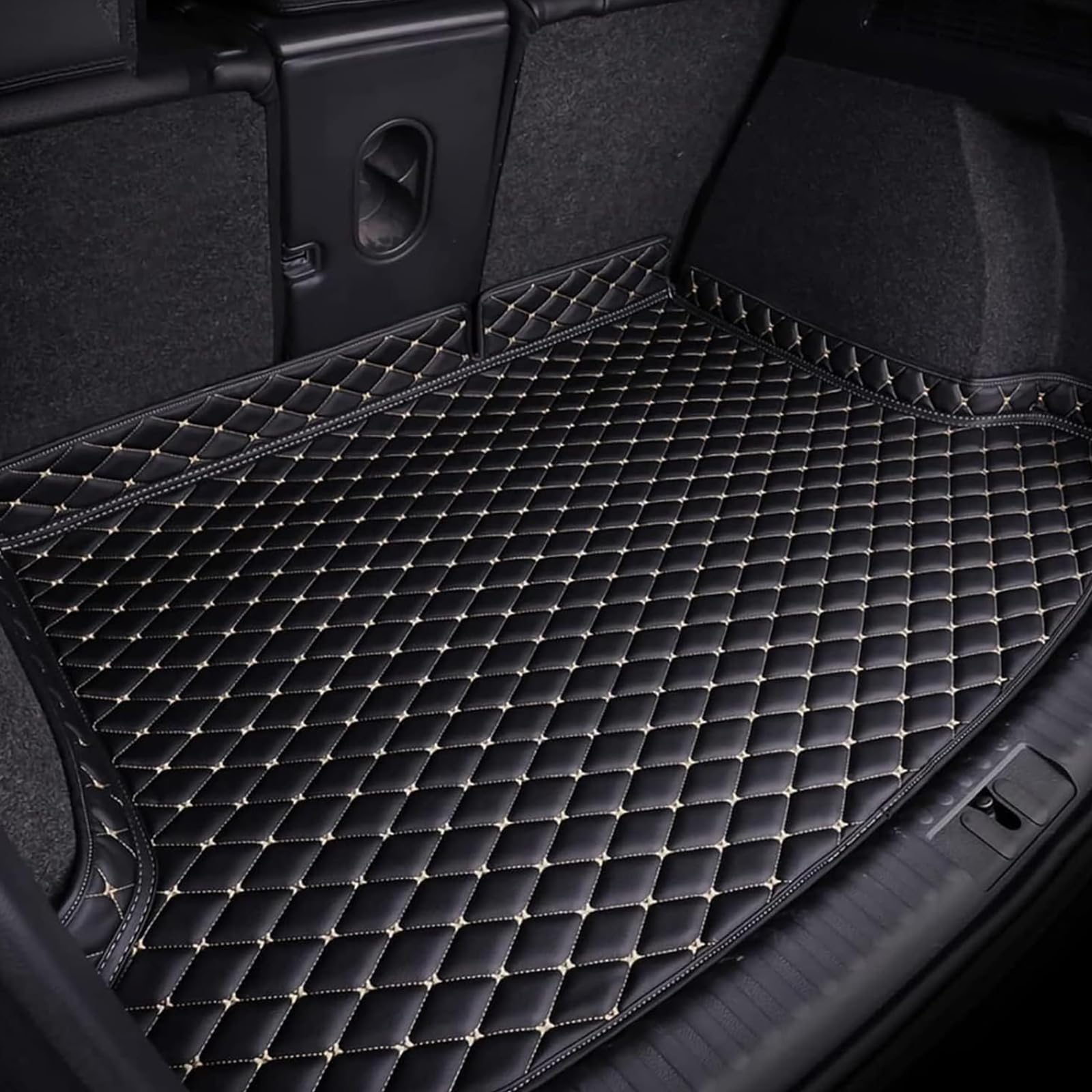 Kofferraumwanne für Kia Sorento 7 Seats 2013-2014, Kofferraum Schutzmatte Auto Gummimatten Kratzfestem Leder Kofferraummatten,Black-White von WETCL