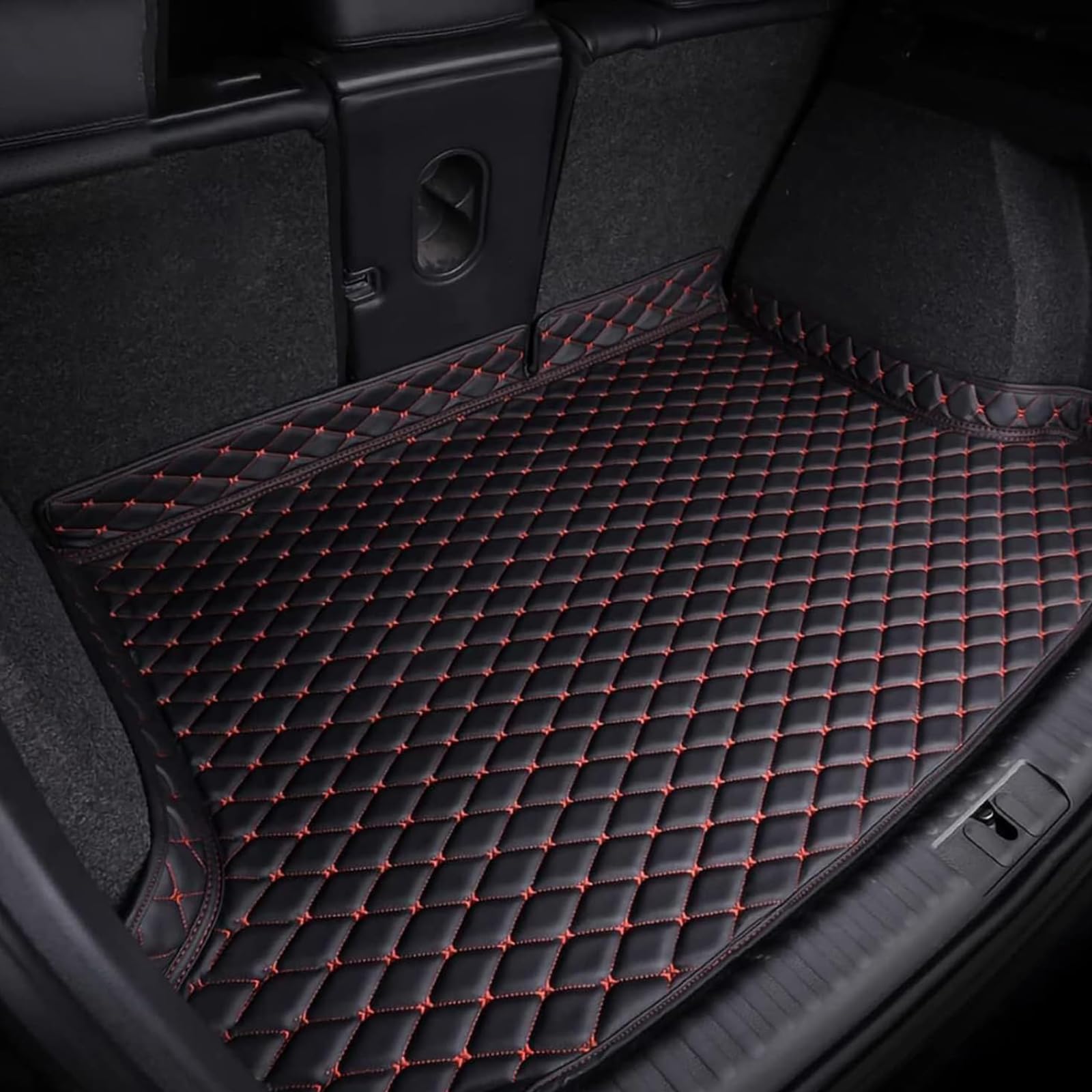 Kofferraumwanne für Land Rover Discovery Sport (5seats) 2016-2023, Kofferraum Schutzmatte Auto Gummimatten Kratzfestem Leder Kofferraummatten,Black-Red von WETCL