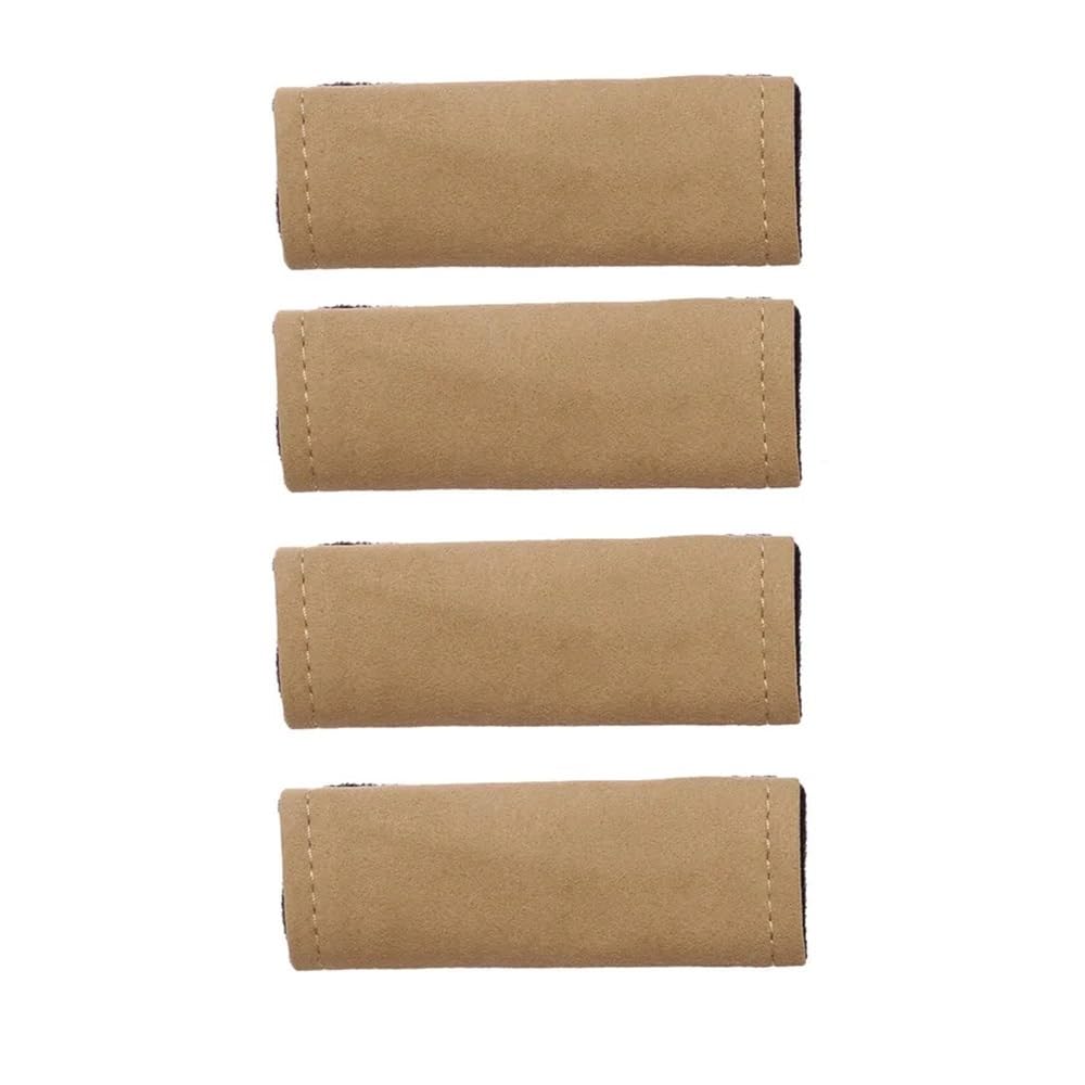 WETKUNSRUM Autodach-Armlehne, weiches Wildleder, Auto-Innenraum-Zuggriff, Handschuhe, Schutzwerkzeuge, Deckengriff, Schutzabdeckungen, Zubehör(Beige 4pcs) von WETKUNSRUM