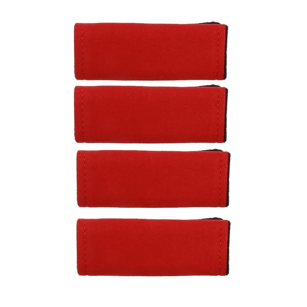 WETKUNSRUM Autodach-Armlehne, weiches Wildleder, Auto-Innenraum-Zuggriff, Handschuhe, Schutzwerkzeuge, Deckengriff, Schutzabdeckungen, Zubehör(Red 4pcs) von WETKUNSRUM