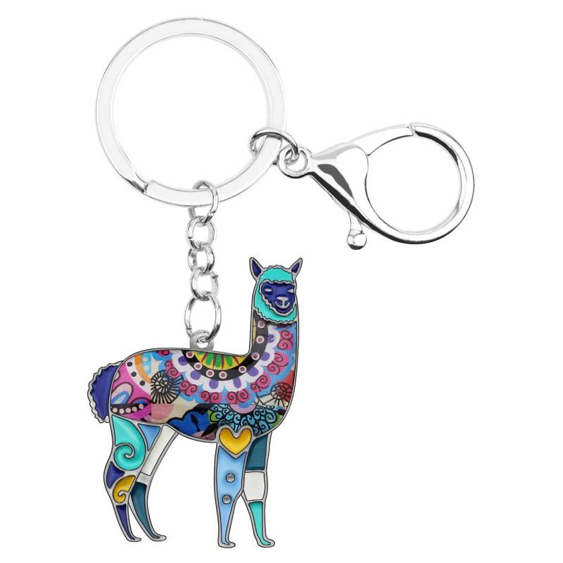 WEVENI Cute Lama Keychain Alpaka Schlüsselanhänger Mode Lama Geschenke für Damen Frauen Mädchen Lama Dekor Geldbörse Charms (Blau) von WEVENI