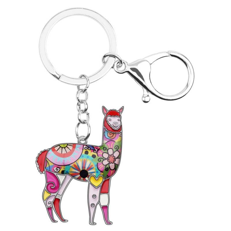 WEVENI Cute Lama Keychain Alpaka Schlüsselanhänger Mode Lama Geschenke für Damen Frauen Mädchen Lama Dekor Geldbörse Charms (Rot) von WEVENI