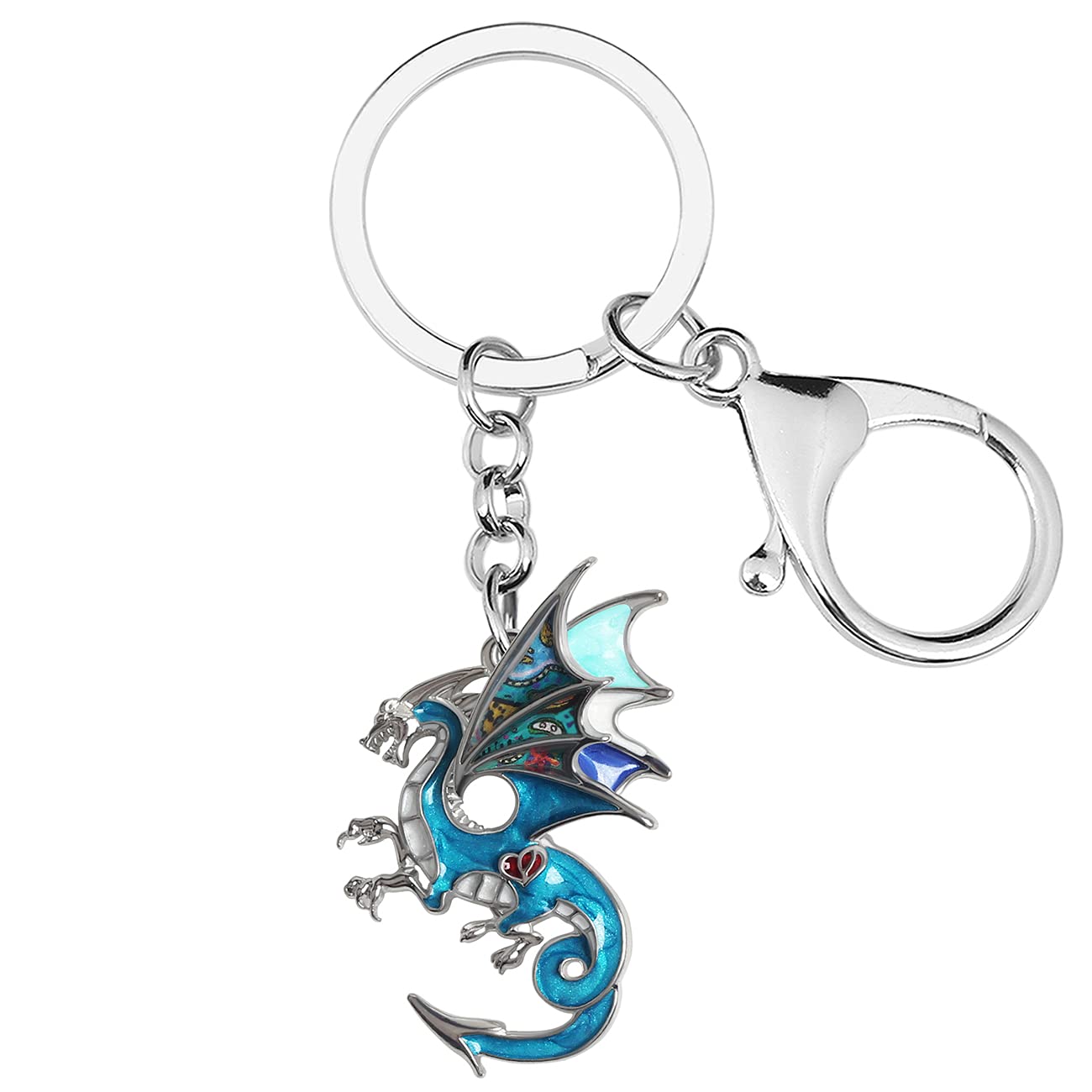 WEVENI Emaille Dragons Schlüsselanhänger Dinosaurier Drache Schlüsselring Mode Schmuck für Damen Frauen Mädchen Tasche Auto Brieftasche Charms (Himmel) von WEVENI