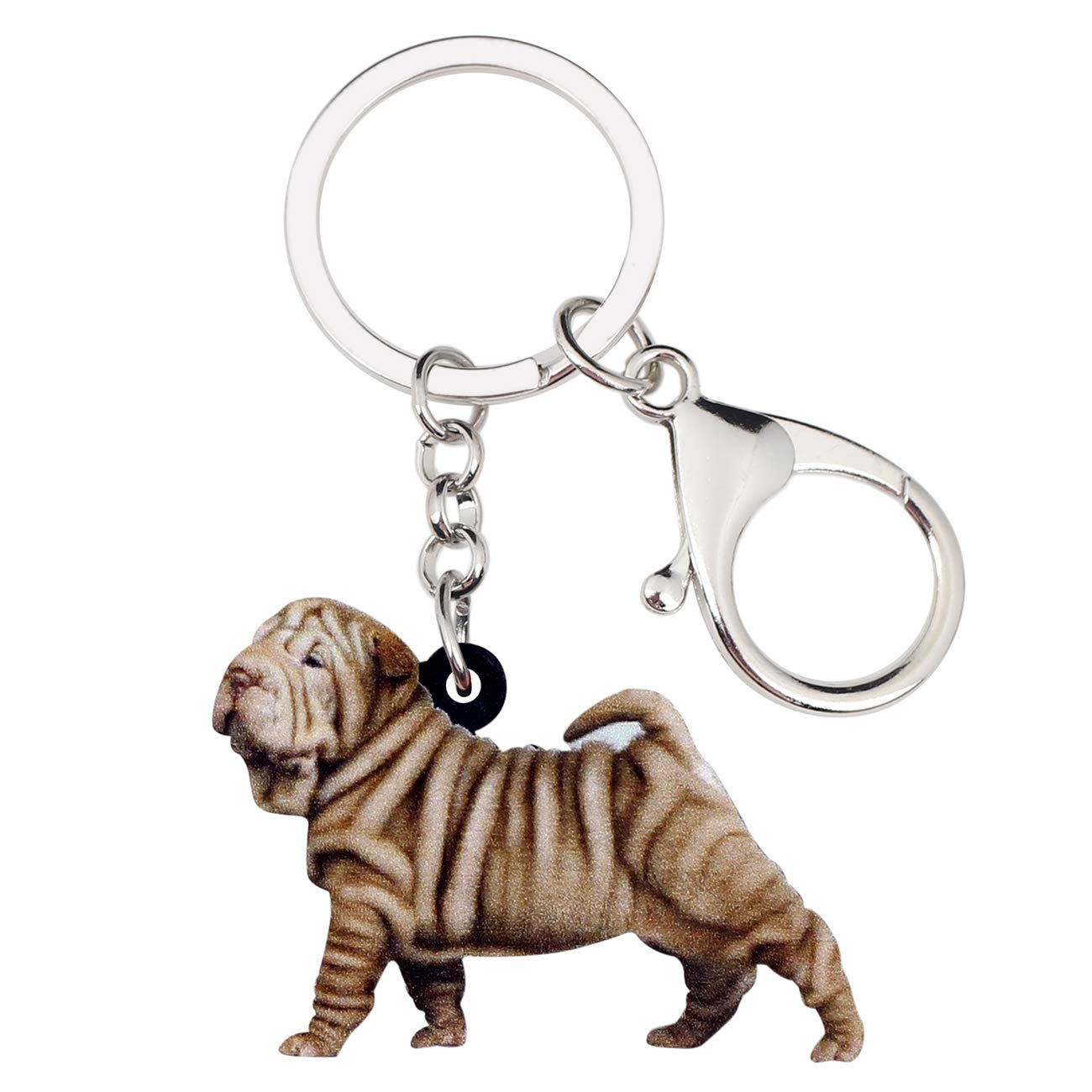 WEVENI Schlüsselanhänger, Acryl, Shar Pei, Hund Schlüsselanhänger, Tierschmuck für Frauen und Mädchen, Handtaschen-Accessoire, Charm-Geschenk von WEVENI