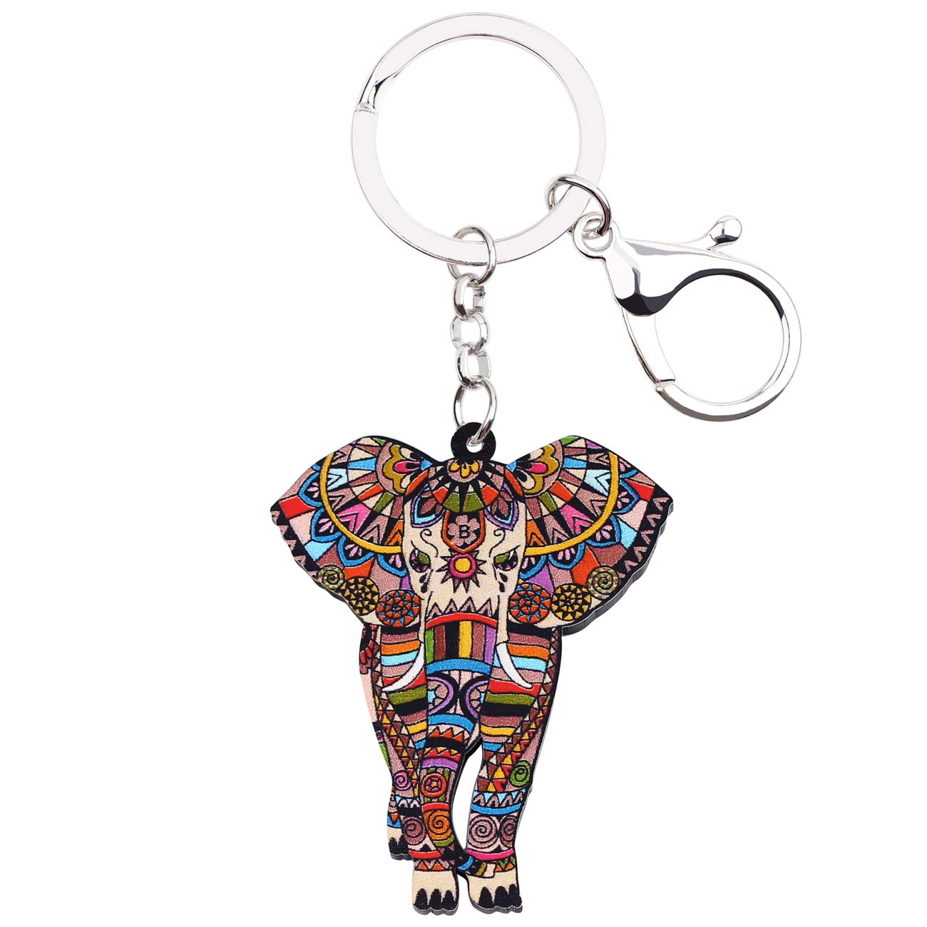 WEVENI Schlüsselanhänger aus Acryl, Dschungel-Elefant, personalisierter Schlüsselanhänger, Geldbörse, Autotasche, Anhänger für Frauen und Mädchen, Braun, 60mm x 49mm von WEVENI