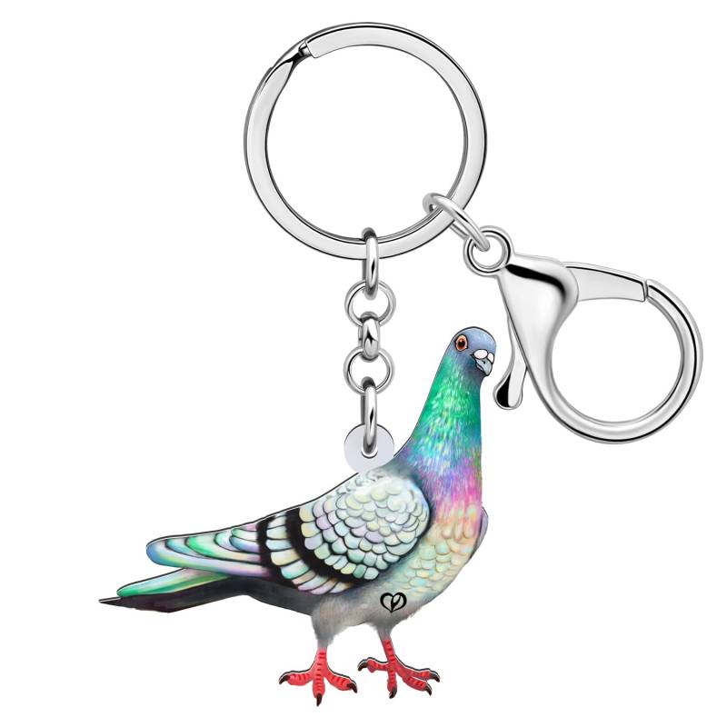 WEVENI Cute Taube Schlüsselanhänger Charms Acryl Taube Schlüsselring Vogel Schmuck für Frauen Mädchen Auto Zubehör (Taube B) von WEVENI