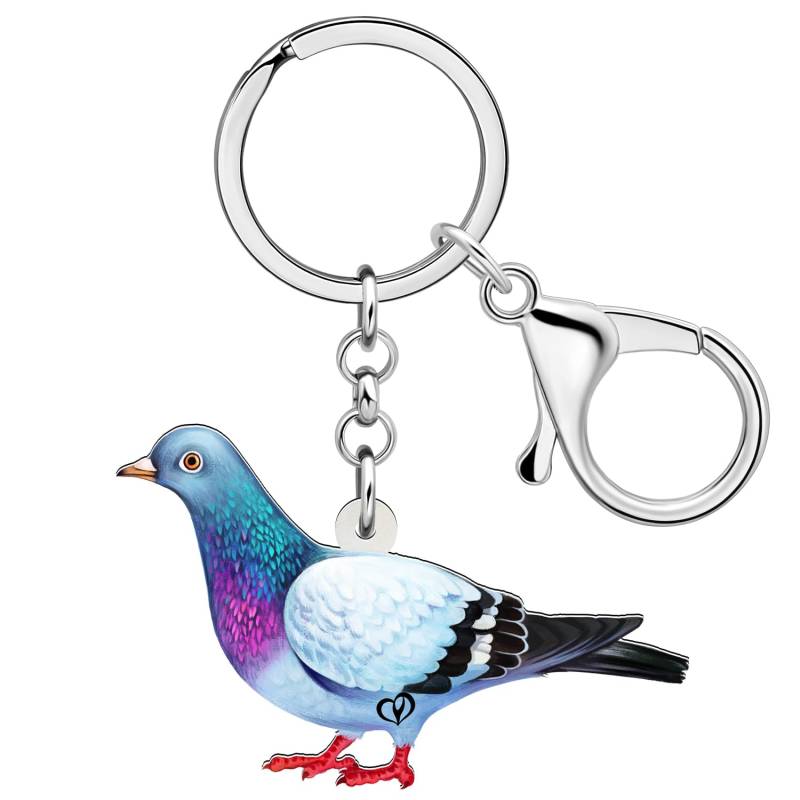 Weveni W2L2 Schlüsselanhänger aus Acryl, niedlicher Tauben-Schlüsselanhänger, Vogelschmuck für Damen und Mädchen, Taube D, W2L2 von WEVENI