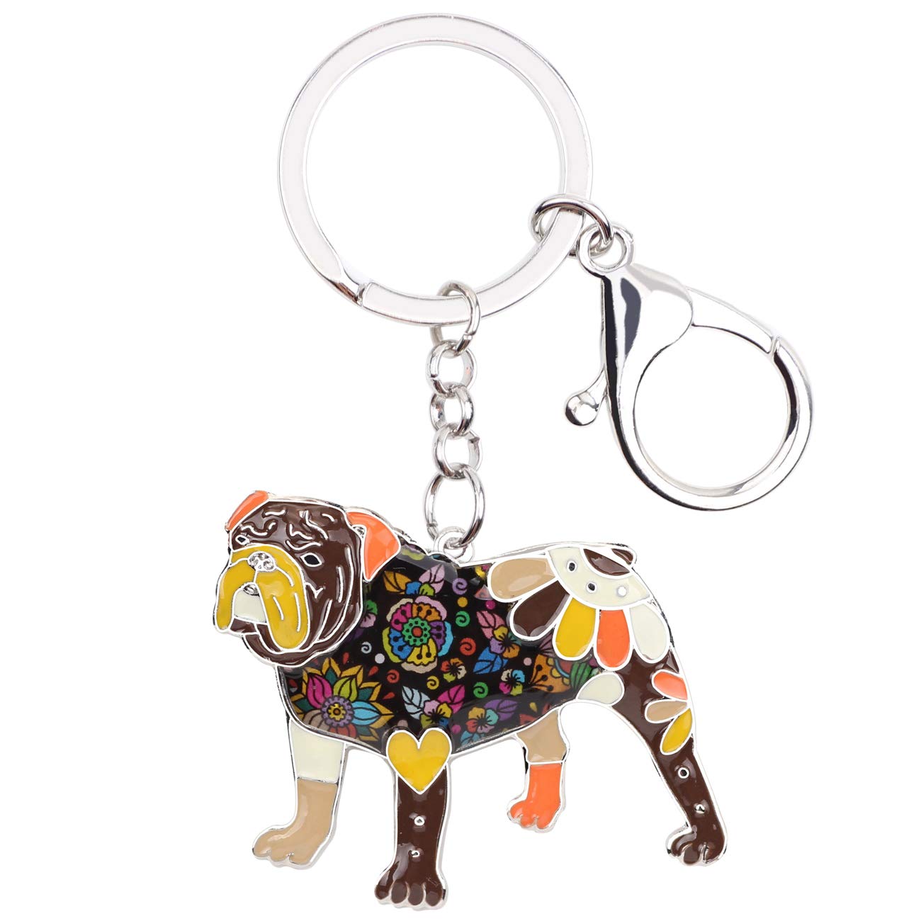 WEVENI Emaille Legierung Englische Bulldogge Bull Terrier Hund Schlüsselanhänger Zubehör Schmuck für Frauen Mädchen Tasche Charms (Braun) von WEVENI