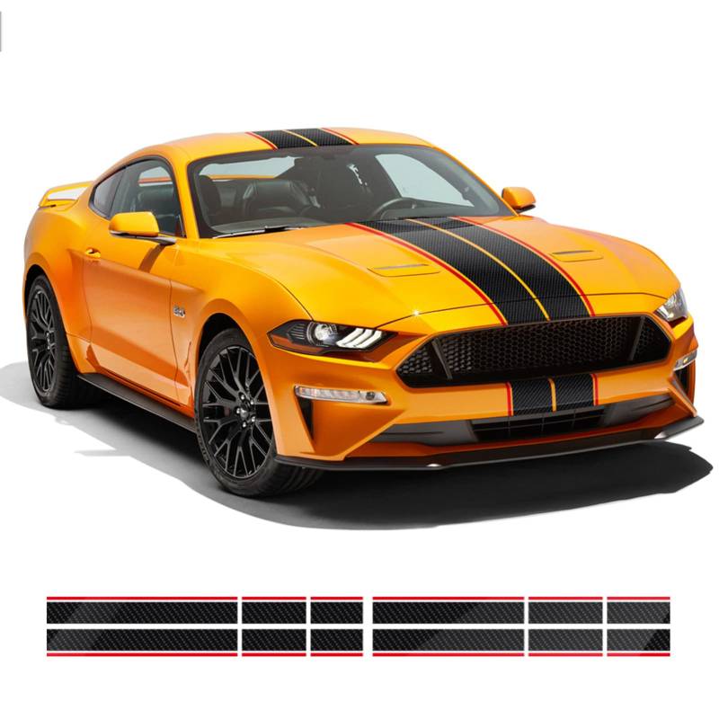 Doppel Racing Stripe Aufkleber Universal Motorhaube zu Kofferraum Vinyl Rallye Aufkleber Autos Trucks SUVs, für Ford Mustang Toyota BMW.150"X17 von WEWEO